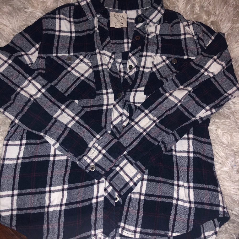 Navy blue & white la hearts pacsun flannel
